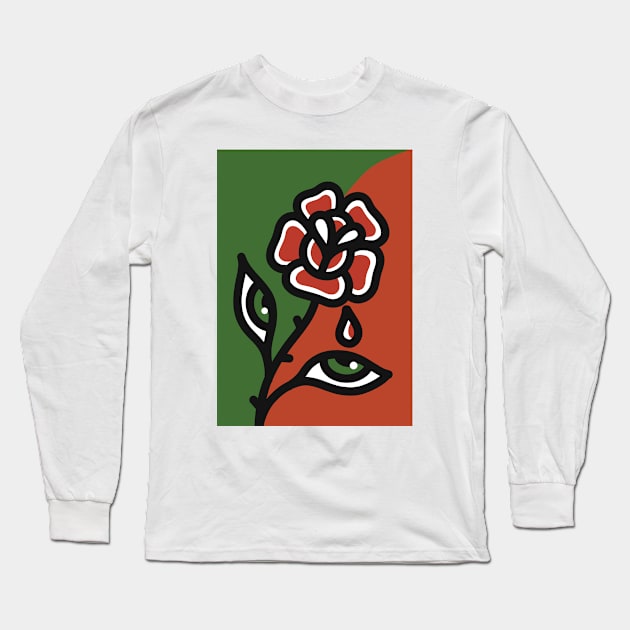 Crying Rose Long Sleeve T-Shirt by Lopostudio